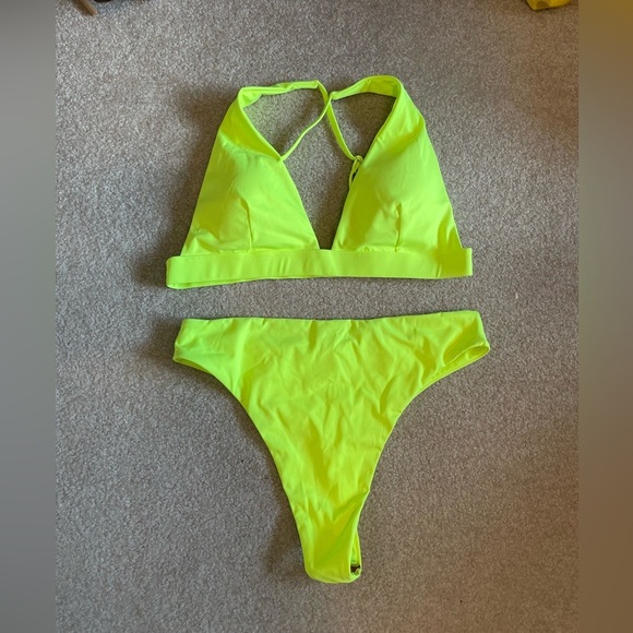Neon Yellow Thong Bikini Set - Picture 2 of 8